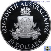 10 Dollars - Elizabeth II 3rd Portrait - South Australia, Australia, 1986 reverse image