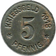 5 Pfennig - Loslau, Germany, 1918 reverse image