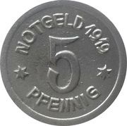 5 Pfennig - Löwenberg, Germany, 1919 reverse image