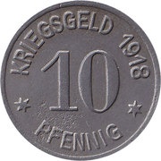 10 Pfennig - Oels Kaufmännischer Verein, Germany, 1918 reverse image