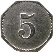 5 Pfennig - Warmbrunn Füllnerwerk, Germany,  reverse image