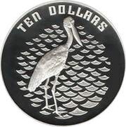 10 Dollars - Elizabeth II 3rd Portrait - Jabiru - Piedfort, Australia, 1991 reverse image