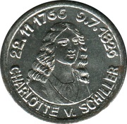 5 Pfennig - Rudolstadt Charlotte v. Schiller, Germany, 1920 reverse image