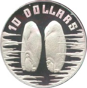 10 Dollars - Elizabeth II 3rd Portrait - Emperor Penguin - Silver Proof, Australia, 1992 reverse image