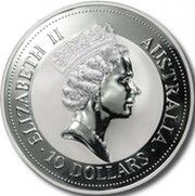 10 Dollars - Elizabeth II 3rd Portrait - Kookaburra - Silver - High Relief obverse image