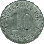 10 Pfennig - Ahlen, Germany, 1917 reverse image