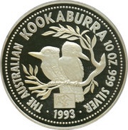 10 Dollars - Elizabeth II 3rd Portrait - Kookaburra - Silver - High Relief, Australia, 1993-1994 reverse image