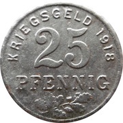 25 Pfennig - Bochum, Gelsenkirchen, Hattingen, Germany, 1918 reverse image