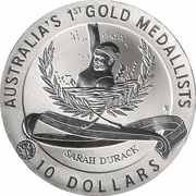 10 Dollars - Elizabeth II 3rd Portrait - Sarah Durack - Frosted Proof, Australia, 1994 reverse image
