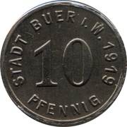 10 Pfennig - Buer in Westfalen, Germany, 1919 reverse image