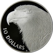 10 Dollars - Elizabeth II 3rd Portrait - Wedge-tailed Eagle - Piedfort, Australia, 1994 reverse image