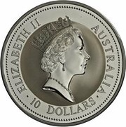 10 Dollars - Elizabeth II 3rd Portrait - Kookaburra - Silver - High Relief obverse image