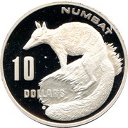 10 Dollars - Elizabeth II 3rd Portrait - Numbat, Australia, 1995 reverse image