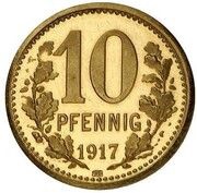 10 Pfennig - Hattingen Pattern, Germany, 1917 reverse image