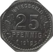 25 Pfennig - Hattingen, Germany, 1918 reverse image