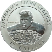 10 Dollars - Elizabeth II 3rd Portrait - Murray Rose - Frosted Proof, Australia, 1995 reverse image