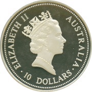 10 Dollars - Elizabeth II 3rd Portrait - Kookaburra - Silver - High Relief obverse image
