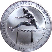 10 Dollars - Elizabeth II 3rd portrait - Shirley Strickland - Frosted Proof, Australia, 1996 reverse image
