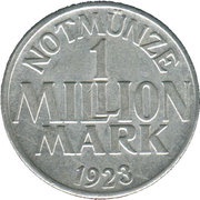 1 Million Mark - Menden, Germany, 1923 reverse image