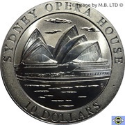 10 Dollars - Elizabeth II 3rd Portrait - Sydney Opera House, Australia, 1997 reverse image