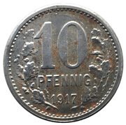 10 Pfennig - Unna, Germany, 1917 reverse image