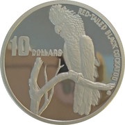 10 Dollars - Elizabeth II 3rd Portrait - Red-tailed Black Cockatoo - Piedfort, Australia, 1997 reverse image