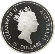 10 Dollars - Elizabeth II 3rd Portrait - Kookaburra - Silver - High Relief obverse image