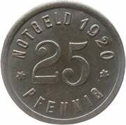 25 Pfennig - Westerholt, Germany, 1920 reverse image