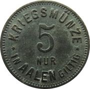 5 Pfennig - Aalen, Germany, 1917 reverse image