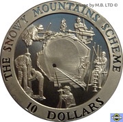 10 Dollars - Elizabeth II 4th Portrait - Snowy Mountains Tunnel in Construction, Australia, 1999 reverse image