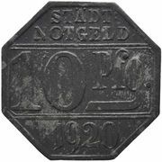 10 Pfennig - Crailsheim, Germany, 1920 reverse image