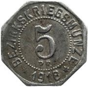 5 Pfennig - Ellwangen, Germany, 1918 reverse image
