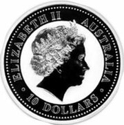 10 Dollars - Elizabeth II 4th Portrait - Australian Kookaburra - Silver Bullion Coin obverse image