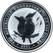 10 Dollars - Elizabeth II 4th Portrait - Australian Kookaburra - Silver Bullion Coin, Australia, 2000-2001 reverse image