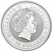 10 Dollars - Elizabeth II 4th Portrait - Australian Kookaburra - Silver Bullion Coin obverse image