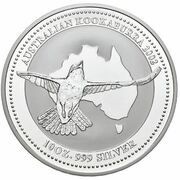 10 Dollars - Elizabeth II 4th Portrait - Australian Kookaburra - Silver Bullion Coin, Australia, 2001-2002 reverse image