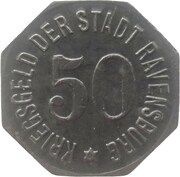 50 Pfennig - Ravensburg, Germany, 1918 reverse image