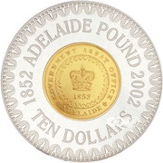 10 Dollars - Elizabeth II 4th Portrait - Adelaide Pound - Bimetal Gilt, Australia, 2002 reverse image
