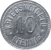10 Pfennig - Trossingen, Germany, 1918 reverse image