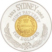10 Dollars - Elizabeth II 4th Portrait - Sydney Mint Sovereign - Bimetal Gilt, Australia, 2003 reverse image