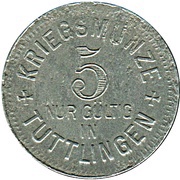 5 Pfennig - Tuttlingen, Germany, 1917 reverse image