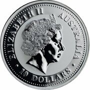 10 Dollars - Elizabeth II 4th Portrait - Year of the Monkey - Silver Bullion Coin obverse image