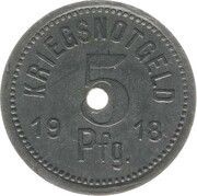 5 Pfennig - Wurzach, Germany, 1918 reverse image