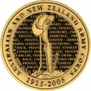 10 Dollars - Elizabeth II 4th Portrait - 90th Anniversary of ANZAC - Gold Proof, Australia, 2005 reverse image