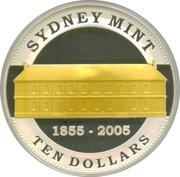 10 Dollars - Elizabeth II 4th Portrait - Sydney Mint - Sovereign Sesquicentenary, Australia, 2005 reverse image