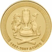 10 Dollars - Elizabeth II 4th Portrait - The Ashes 1882-2007- Gold Proof, Australia, 2007 reverse image