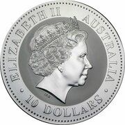 10 Dollars - Elizabeth II 4th Portrait - Australian Kookaburra - Silver Bullion Coin obverse image