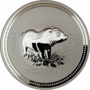 10 Dollars - Elizabeth II 4th Portrait - Year of the Pig - Silver Bullion Coin, Australia, 2007 reverse image