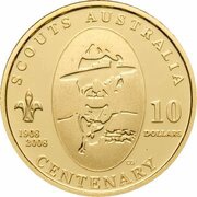 10 Dollars - Elizabeth II 4th Portrait - Centenary of Scouts - Gold Proof, Australia, 2008 reverse image