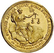 1 Ducat Treaty of Aix-la-Chapelle and 100th Anniversary of Dutch Independence, Germany, 1748 reverse image
